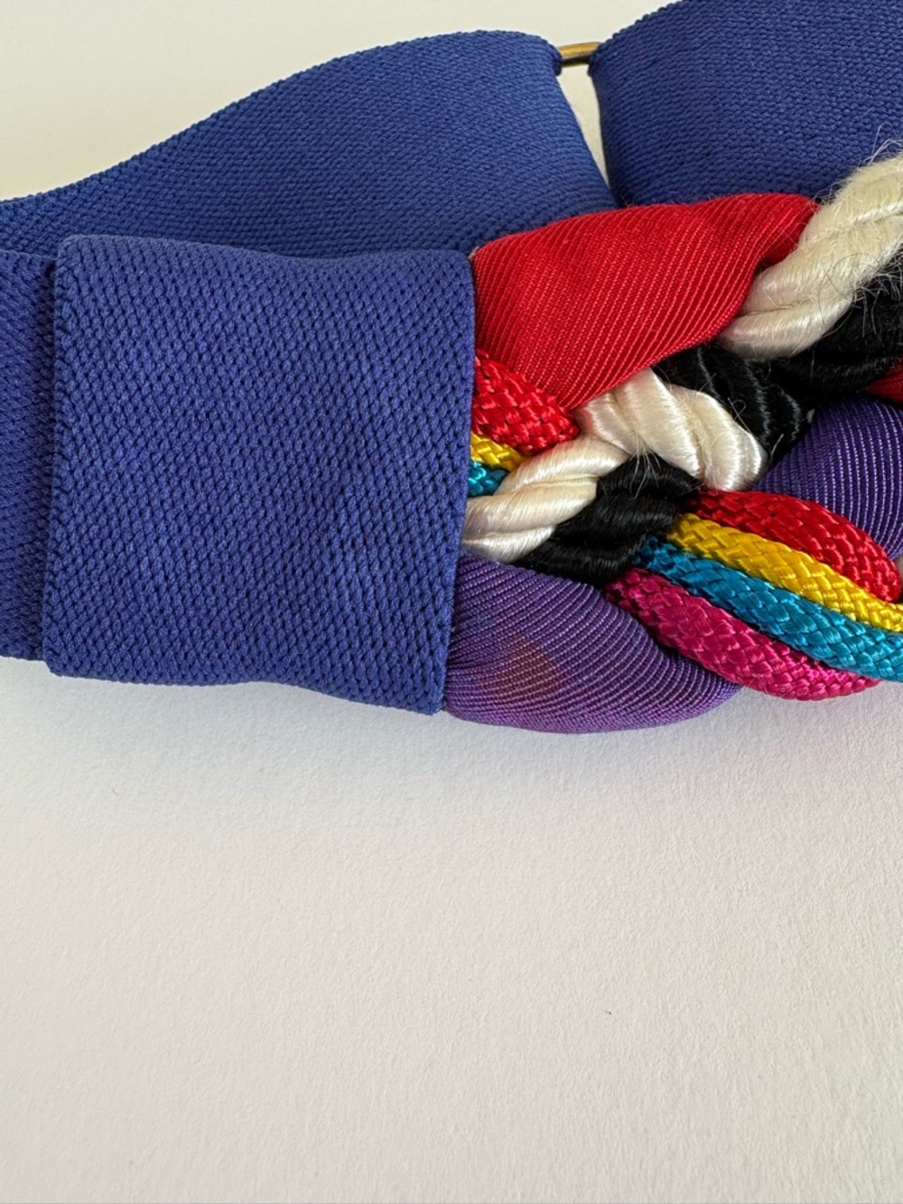 Vintage Women’s Blue Braided Belt with Multicolor Accents - Picture 3 of 6